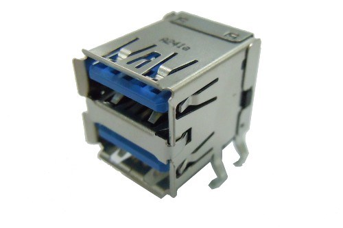 USB 3.0 A Type Dual Port R/A, Dip Type, W/Spring.