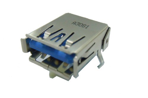 USB 3.0 A Type Single Port Receptacle R/A,Dip Type, 2 Pairsof Solder Dips